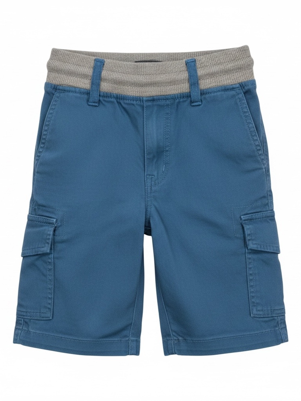 Eddie Bauer Slate Blue Cargo Shorts with Gray Rib Waist